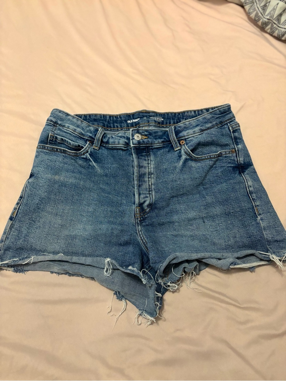 Old Navy Light Blue Frayed Denim Shorts size 14